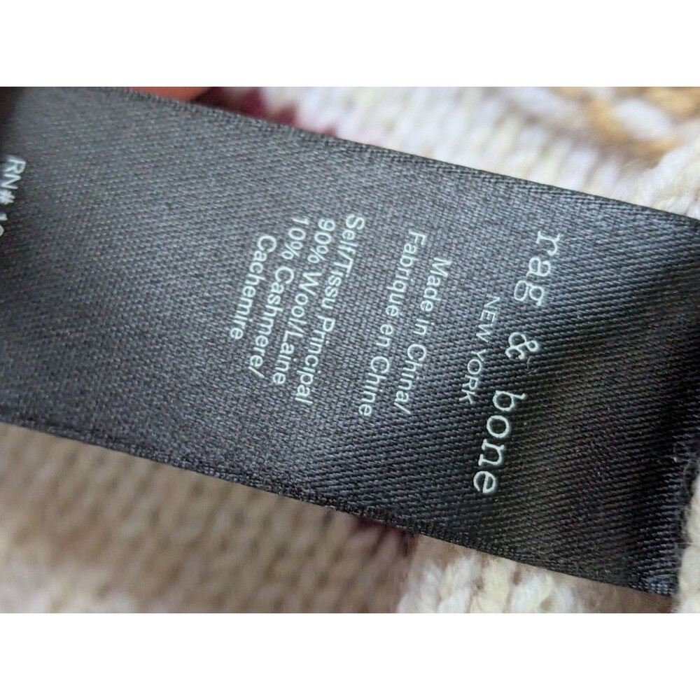 rag & bone Annalise Fair Isle Crewneck Sweater M Wool Cashmere Distressed Knit - Picture 3 of 11
